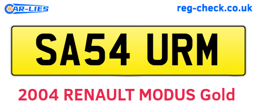 SA54URM are the vehicle registration plates.
