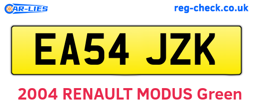 EA54JZK are the vehicle registration plates.