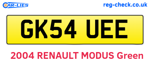 GK54UEE are the vehicle registration plates.