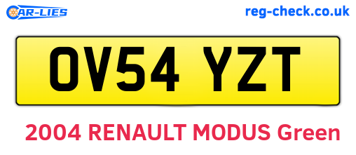 OV54YZT are the vehicle registration plates.