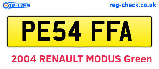 PE54FFA are the vehicle registration plates.