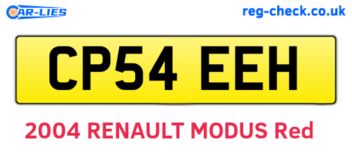 CP54EEH are the vehicle registration plates.