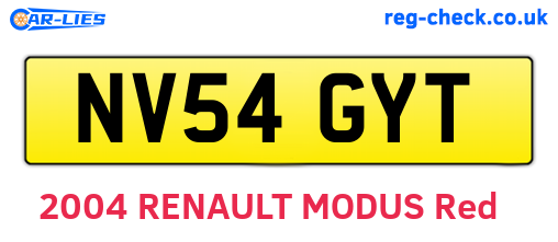 NV54GYT are the vehicle registration plates.
