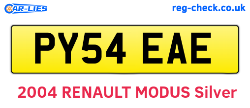 PY54EAE are the vehicle registration plates.