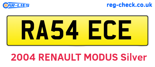 RA54ECE are the vehicle registration plates.