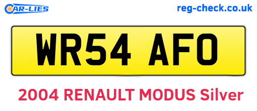 WR54AFO are the vehicle registration plates.