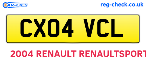 CX04VCL are the vehicle registration plates.