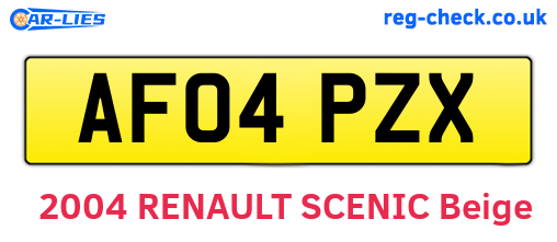 AF04PZX are the vehicle registration plates.
