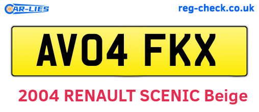 AV04FKX are the vehicle registration plates.