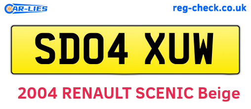 SD04XUW are the vehicle registration plates.