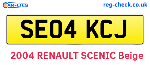 SE04KCJ are the vehicle registration plates.