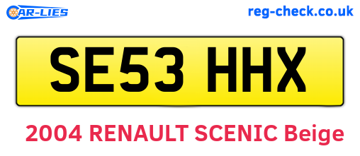SE53HHX are the vehicle registration plates.