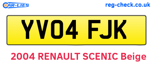 YV04FJK are the vehicle registration plates.
