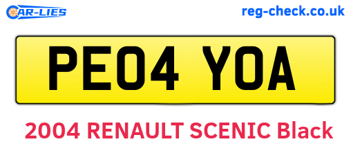 PE04YOA are the vehicle registration plates.