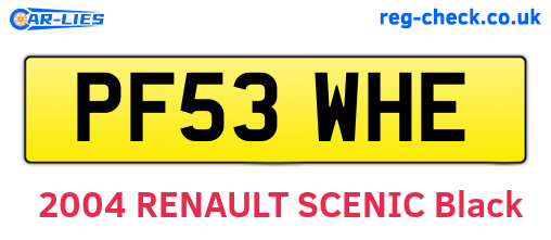 PF53WHE are the vehicle registration plates.