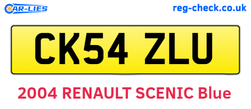 CK54ZLU are the vehicle registration plates.