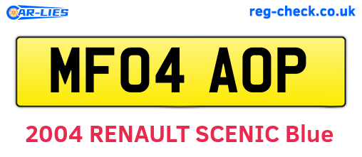 MF04AOP are the vehicle registration plates.