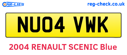NU04VWK are the vehicle registration plates.