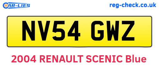 NV54GWZ are the vehicle registration plates.