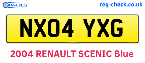 NX04YXG are the vehicle registration plates.