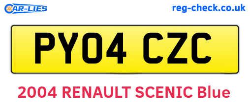 PY04CZC are the vehicle registration plates.