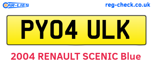PY04ULK are the vehicle registration plates.