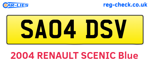SA04DSV are the vehicle registration plates.