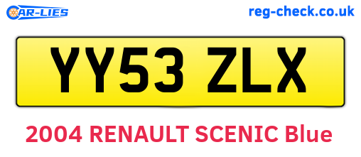 YY53ZLX are the vehicle registration plates.