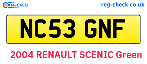 NC53GNF are the vehicle registration plates.