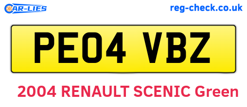 PE04VBZ are the vehicle registration plates.