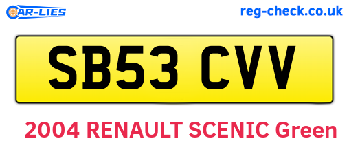 SB53CVV are the vehicle registration plates.