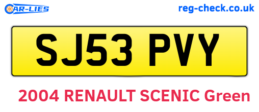 SJ53PVY are the vehicle registration plates.