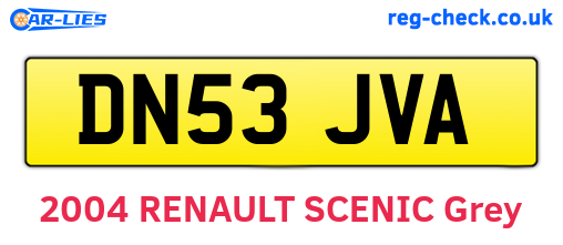 DN53JVA are the vehicle registration plates.
