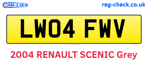 LW04FWV are the vehicle registration plates.