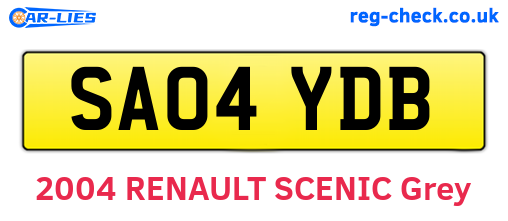 SA04YDB are the vehicle registration plates.