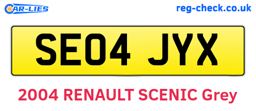 SE04JYX are the vehicle registration plates.