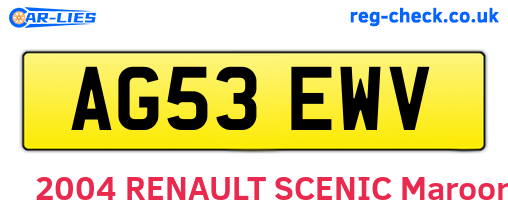 AG53EWV are the vehicle registration plates.