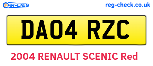 DA04RZC are the vehicle registration plates.