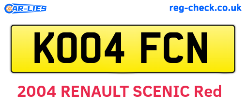 KO04FCN are the vehicle registration plates.