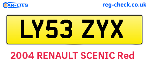 LY53ZYX are the vehicle registration plates.