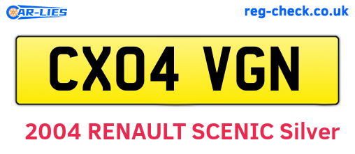CX04VGN are the vehicle registration plates.