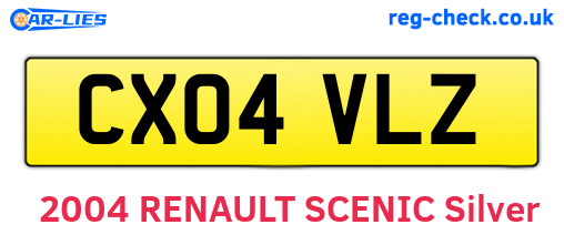 CX04VLZ are the vehicle registration plates.