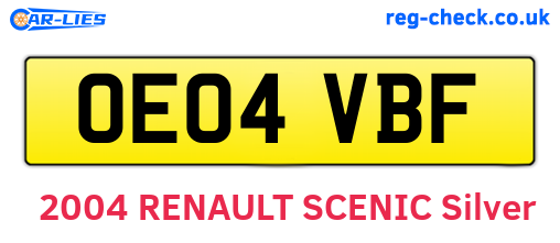 OE04VBF are the vehicle registration plates.