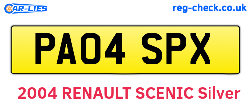 PA04SPX are the vehicle registration plates.