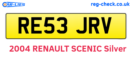 RE53JRV are the vehicle registration plates.