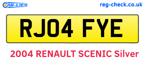 RJ04FYE are the vehicle registration plates.