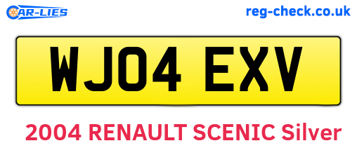 WJ04EXV are the vehicle registration plates.