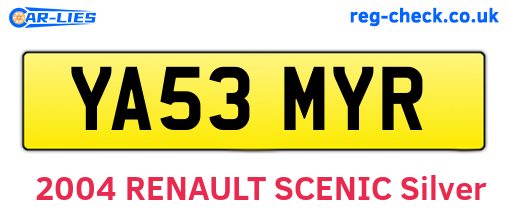 YA53MYR are the vehicle registration plates.