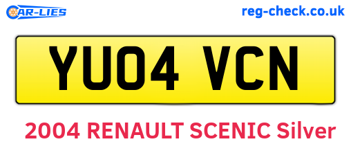 YU04VCN are the vehicle registration plates.