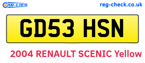 GD53HSN are the vehicle registration plates.